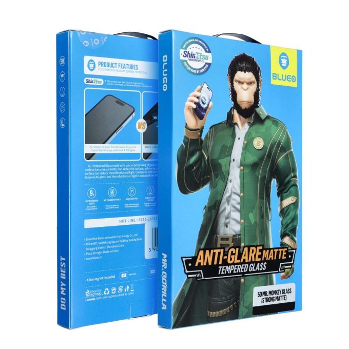 iPhone 12 / 12 PRO black pilnas Mr. Monkey 5D MATTE stiklas