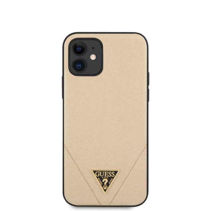 iPhone 12 MINI aukso spalvos GUESS nugarėlė GUHCP12SVSATMLLG
