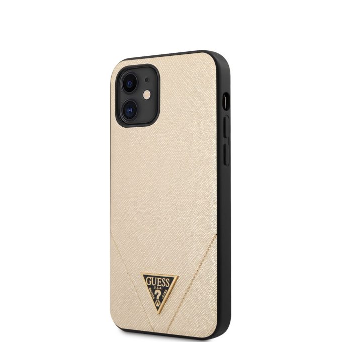 iPhone 12 MINI aukso spalvos GUESS nugarėlė GUHCP12SVSATMLLG