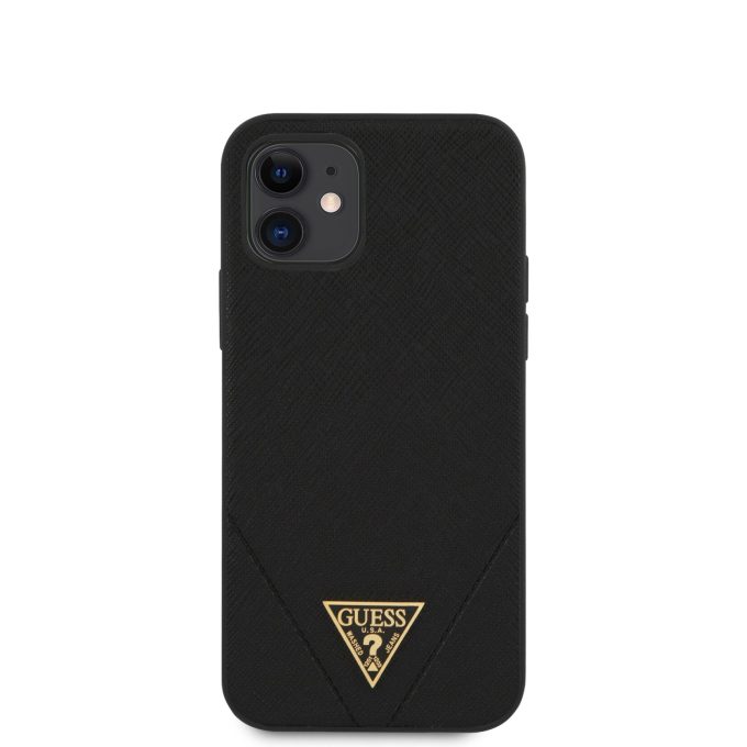 iPhone 12 MINI juoda GUESS nugarėlė GUHCP12SVSATMLBK