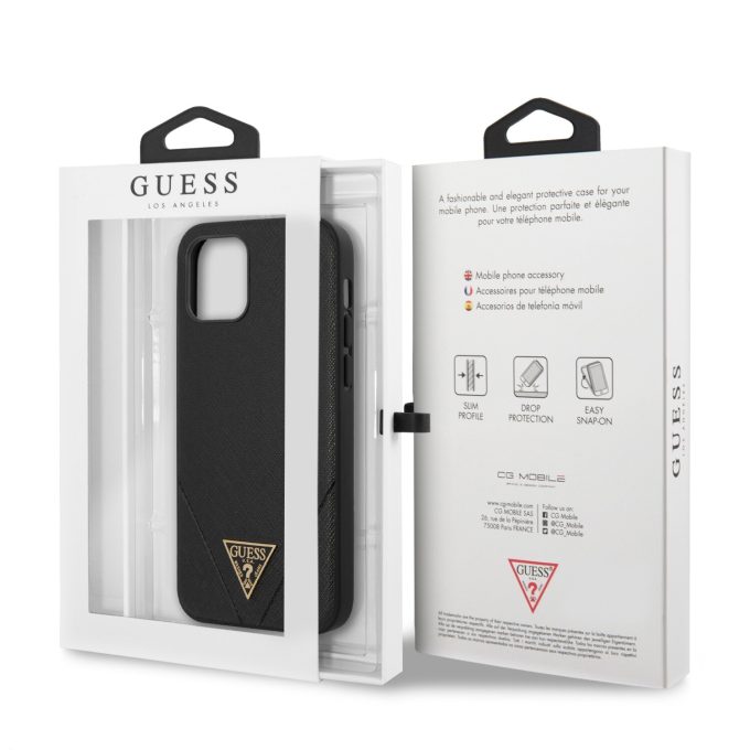 iPhone 12 MINI juoda GUESS nugarėlė GUHCP12SVSATMLBK