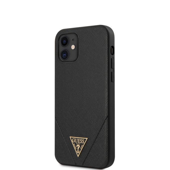 iPhone 12 MINI juoda GUESS nugarėlė GUHCP12SVSATMLBK
