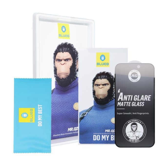 iPhone 12 MINI juodas pilnas Mr. Monkey 5D MATTE stiklas