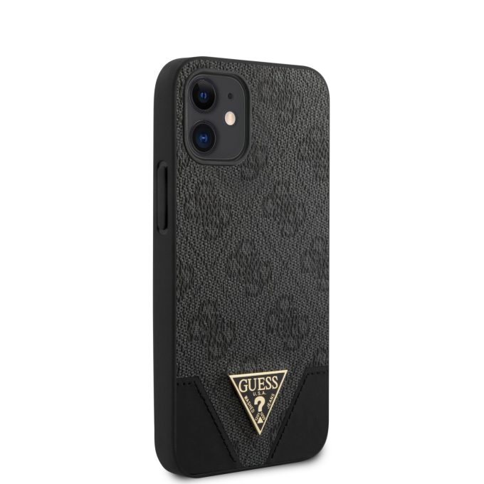 iPhone 12 MINI pilka GUESS nugarėlė GUHCP12SPU4GHBK