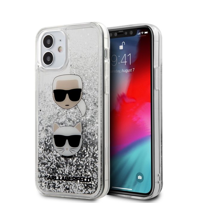 iPhone 12 MINI water sidabro spalvos KARL LAGERFELD nugarėlė KLHCP12SKCGLSL