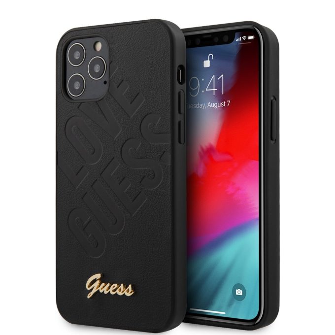iPhone 12 Pro Max juoda GUESS nugarėlė GUHCP12LPUILGBK