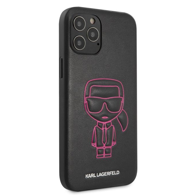 iPhone 12 PRO MAX juoda-rožinė KARL LAGERFELD nugarėlė KLHCP12LPCUIKPI