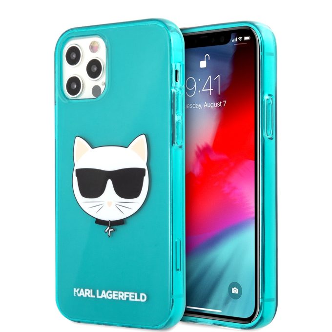 iPhone 12 PRO MAX neo elektrinės spalvos KARL LAGERFELD nugarėlė KLHCP12LCHTRB