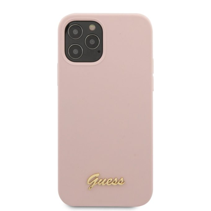 iPhone 12 PRO MAX rožinė GUESS nugarėlė GUHCP12LLSLMGLP
