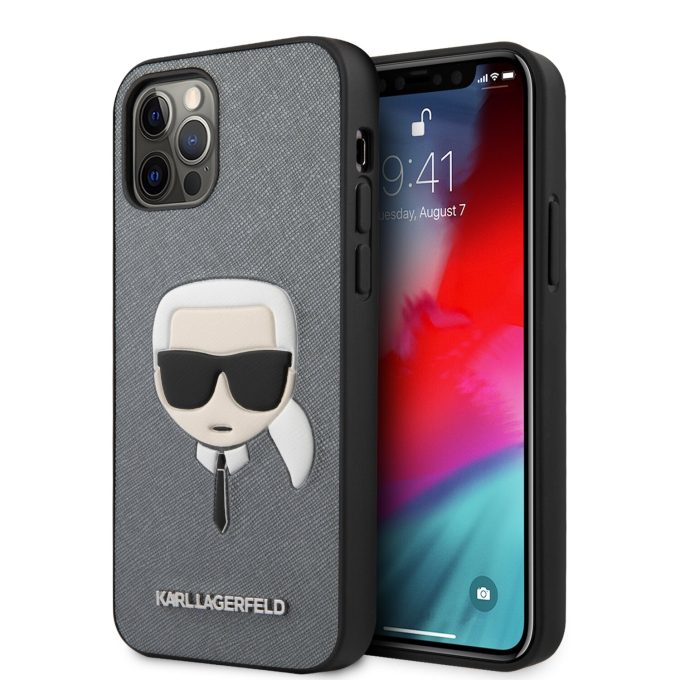 iPhone 12 PRO MAX sidabro sp. KARL LAGERFELD nugarėlė KLHCP12LSAKHSL