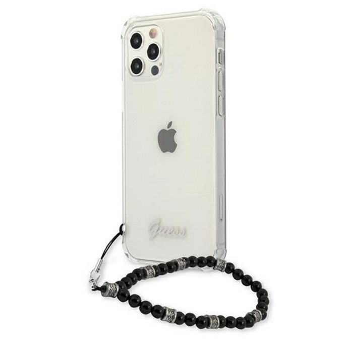 iPhone 12 PRO MAX skaidri GUESS nugarėlė GUHCP12LKPSBK su virvute