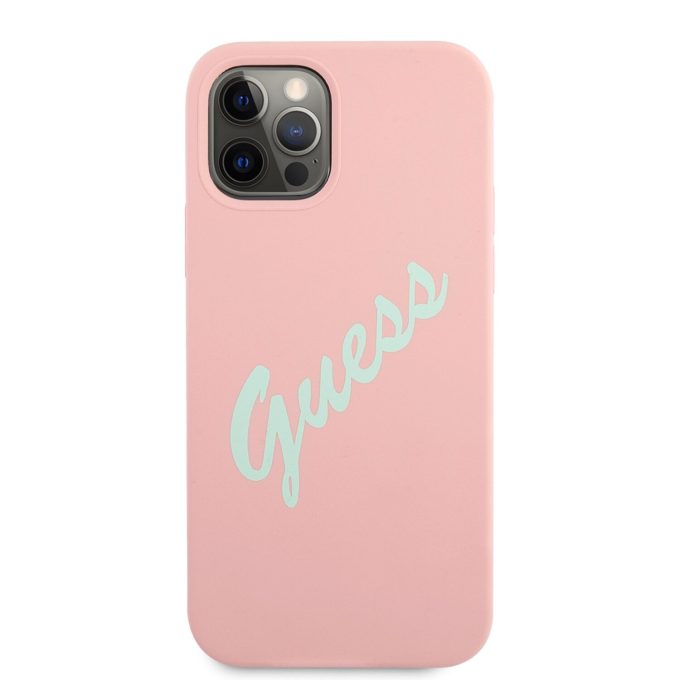 iPhone 12 Pro Max šviesiai rožinė GUESS nugarėlė GUHCP12LLSVSPG