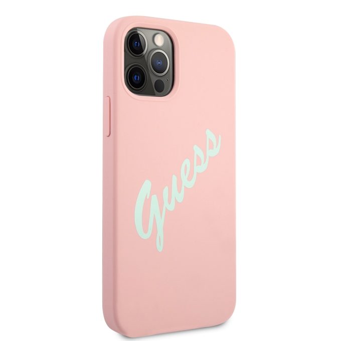 iPhone 12 Pro Max šviesiai rožinė GUESS nugarėlė GUHCP12LLSVSPG
