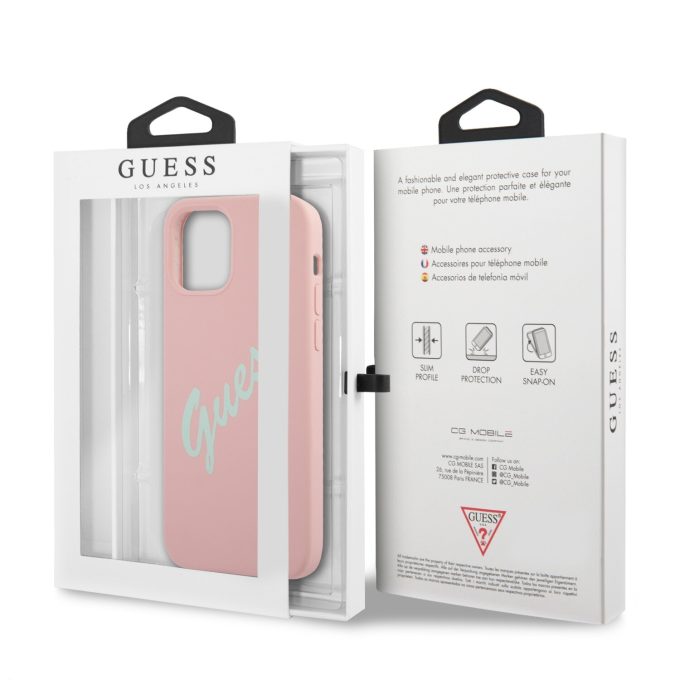 iPhone 12 Pro Max šviesiai rožinė GUESS nugarėlė GUHCP12LLSVSPG