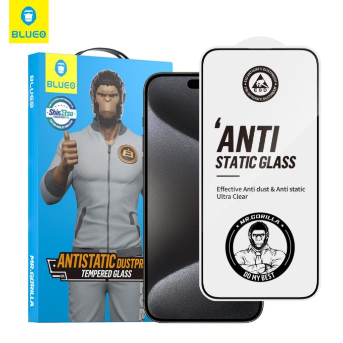 iPhone 12 / 12 PRO black pilnas Mr. Monkey 5D stiklas