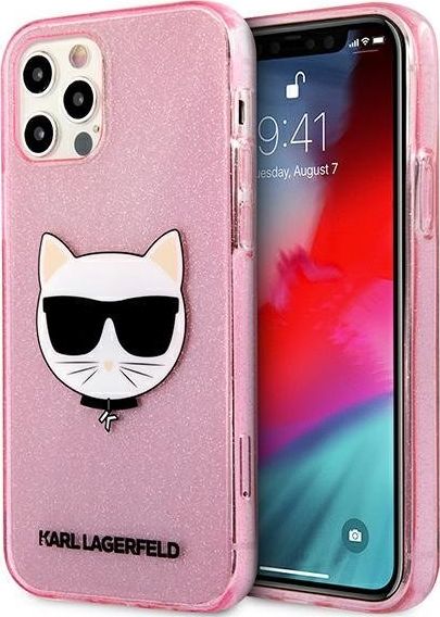 iPhone 12/12 PRO glitter rožinė KARL LAGERFELD nugarėlė KLHCP12MCHTUGLP