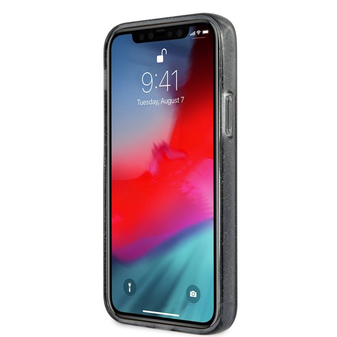 iPhone 12/12 PRO juoda glitter KARL LAGERFELD nugarėlė KLHCP12MCHTUGLB