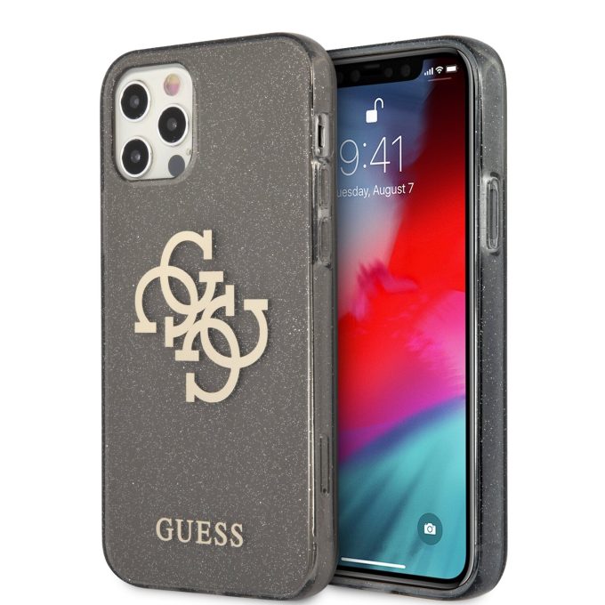 iPhone 12/12 PRO juoda GUESS nugarėlė GUHCP12MPCUGL4GBK
