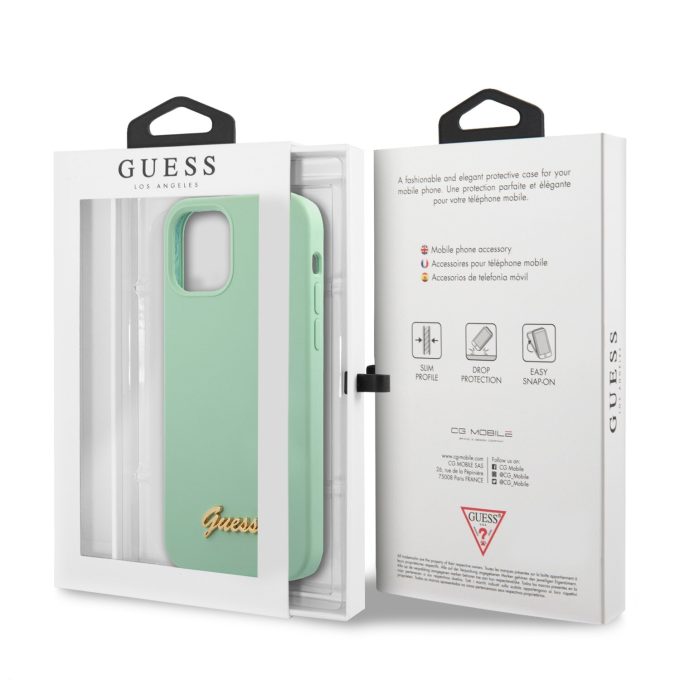 iPhone 12/12 PRO mėtos spalvos GUESS nugarėlė GUHCP12MLSLMGGN