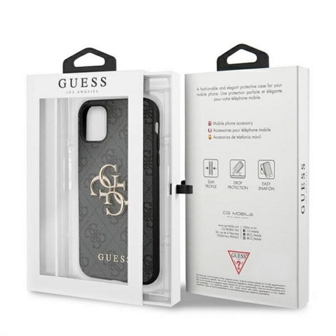 iPhone 12/12 PRO grey Metal Logo GUESS nugarėlė