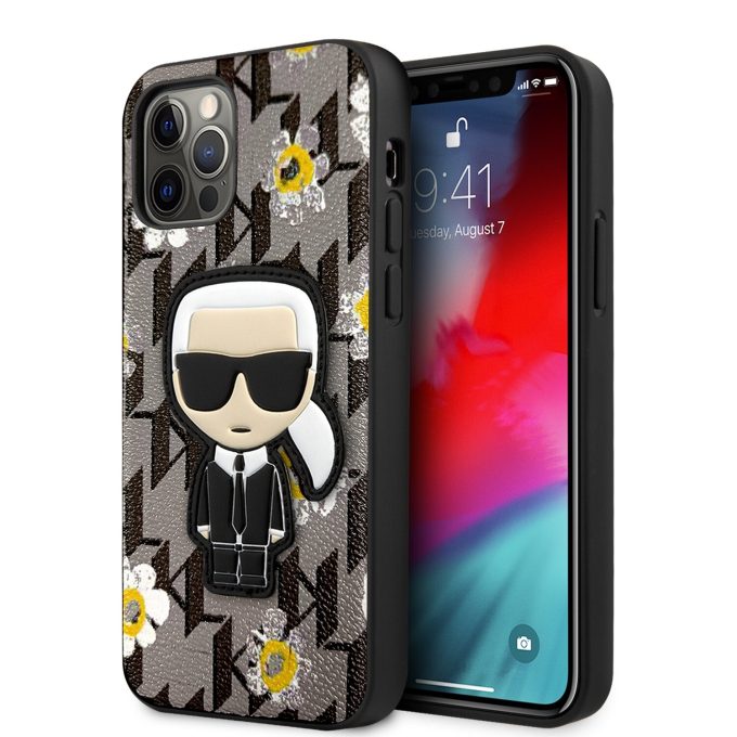 iPhone 12/12 PRO pilka KARL LAGERFELD nugarėlė KLHCP12MPMNFIK1