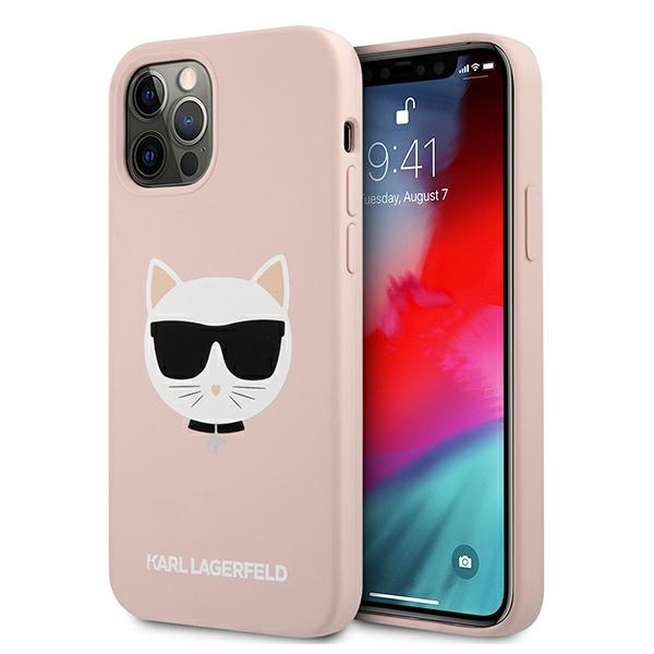 iPhone 12/12 PRO rausva  KARL LAGERFELD nugarėlė KLHCP12MSLCHLP