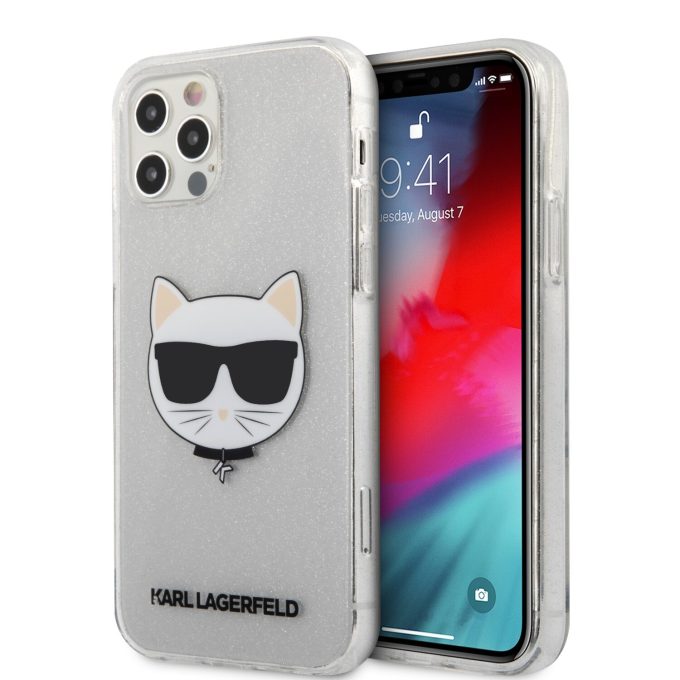 iPhone 12/12 PRO sidabro sp. glitter KARL LAGERFELD nugarėlė KLHCP12MCHTUGLS