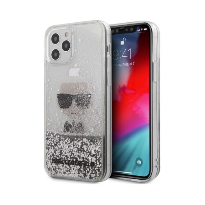 iPhone 12/12 PRO sidabro sp. water KARL LAGERFELD nugarėlė KLHCP12MGLIKSL