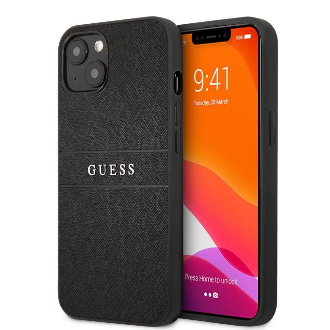 iPhone 13 juoda GUESS nugarėlė GUHCP13MPSASBBK