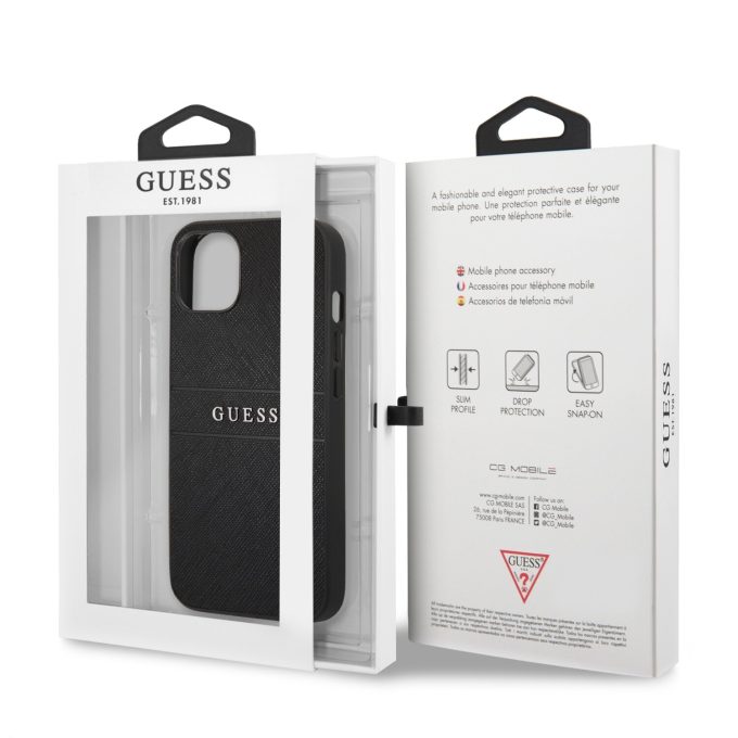 iPhone 13 juoda GUESS nugarėlė GUHCP13MPSASBBK