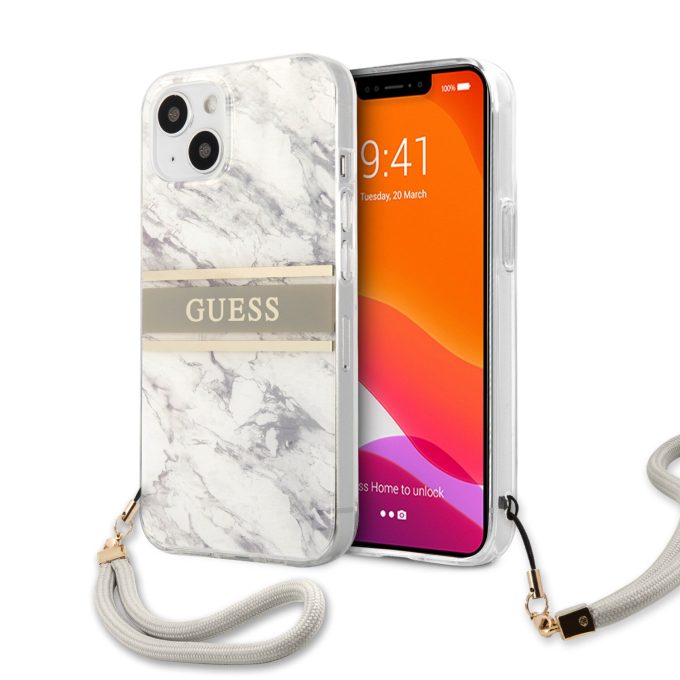 iPhone 13 marble GUESS nugarėlė GUHCP13MKMABGR su virvute