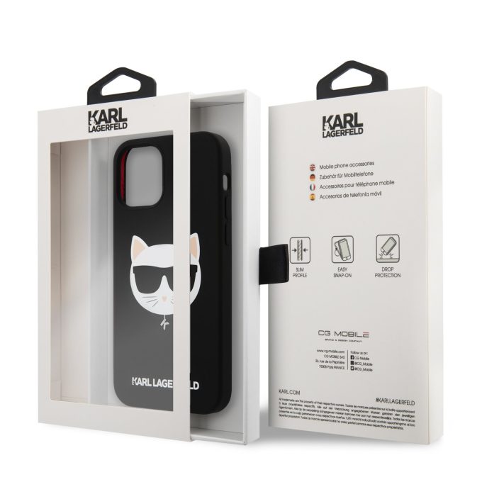 iPhone 13 MINI juoda KARL LAGERFELD nugarėlė KLHCP13SSLCHBK