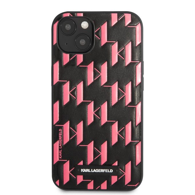 iPhone 13 MINI rožinė+juoda KARL LAGERFELD nugarėlė KLHCP13SMNMP1P