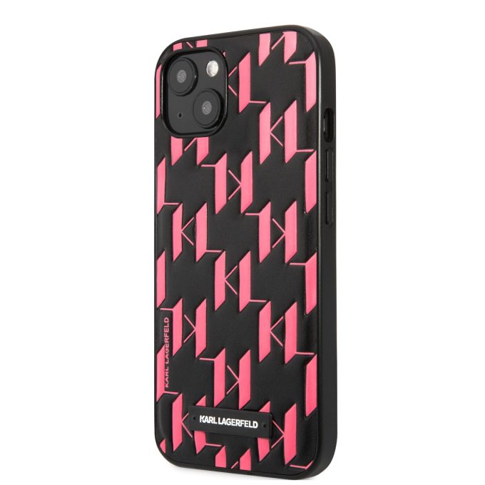 iPhone 13 MINI rožinė+juoda KARL LAGERFELD nugarėlė KLHCP13SMNMP1P