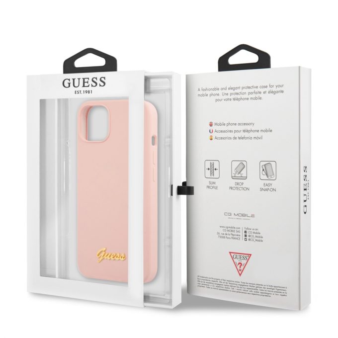 iPhone 13 MINI šv. rožinė GUESS nugarėlė GUHCP13SLSLMGLP