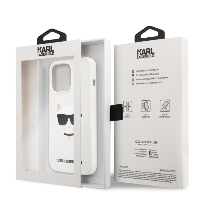 iPhone 13 PRO MAX balta KARL LAGERFELD nugarėlė KLHCP13XSLCHWH