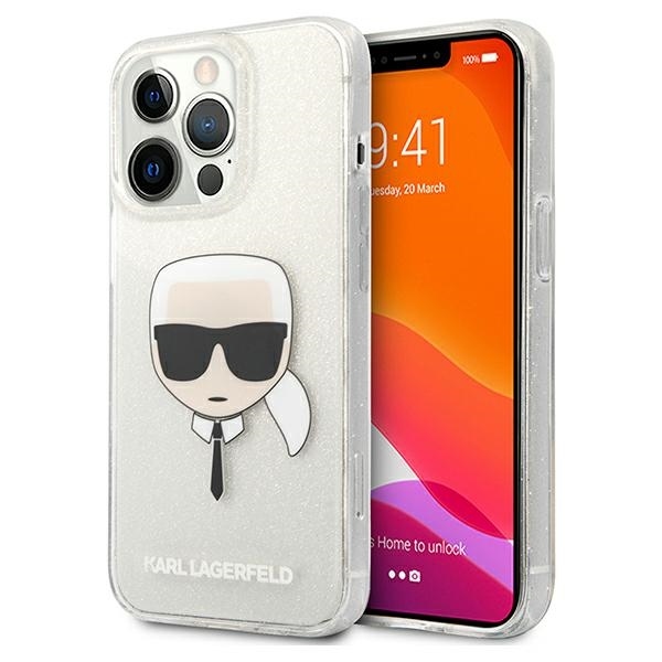 iPhone 13 PRO MAX skaidri glitter KARL LAGERFELD nugarėlė KLHCP13XKHTUGLS