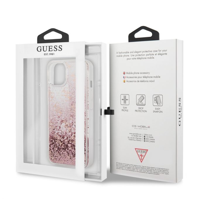 iPhone 13 rožinė water GUESS nugarėlė GUHCP13MLG4GSPG