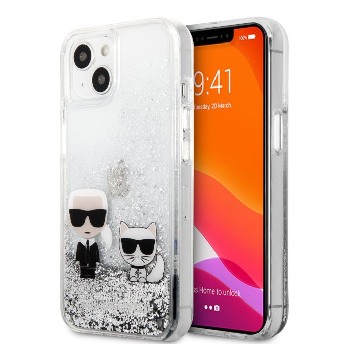 iPhone 13 water sidabro spalvos KARL LAGERFELD nugarėlė KLHCP13MGKCS