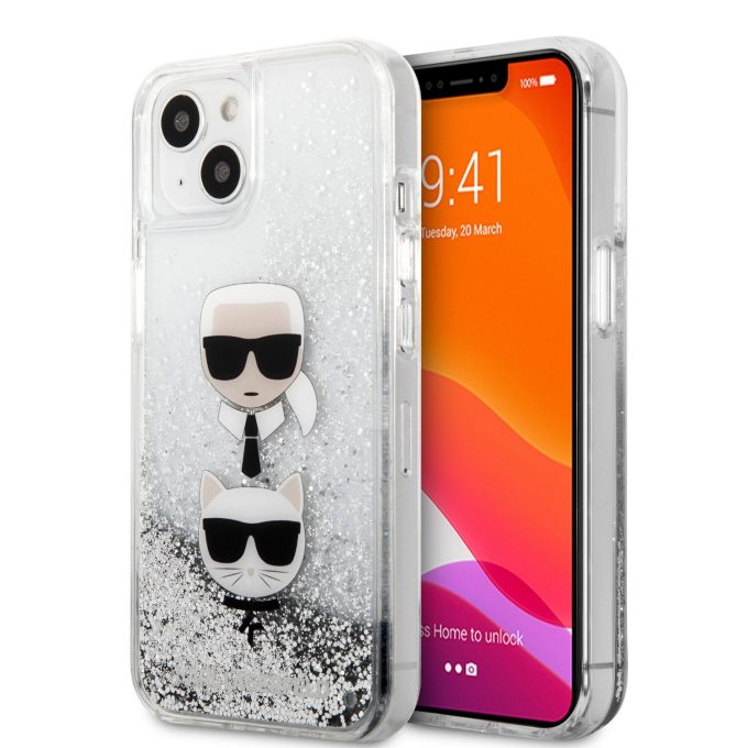 iPhone 13 water sidabro spalvos KARL LAGERFELD nugarėlė KLHCP13MKICGLS