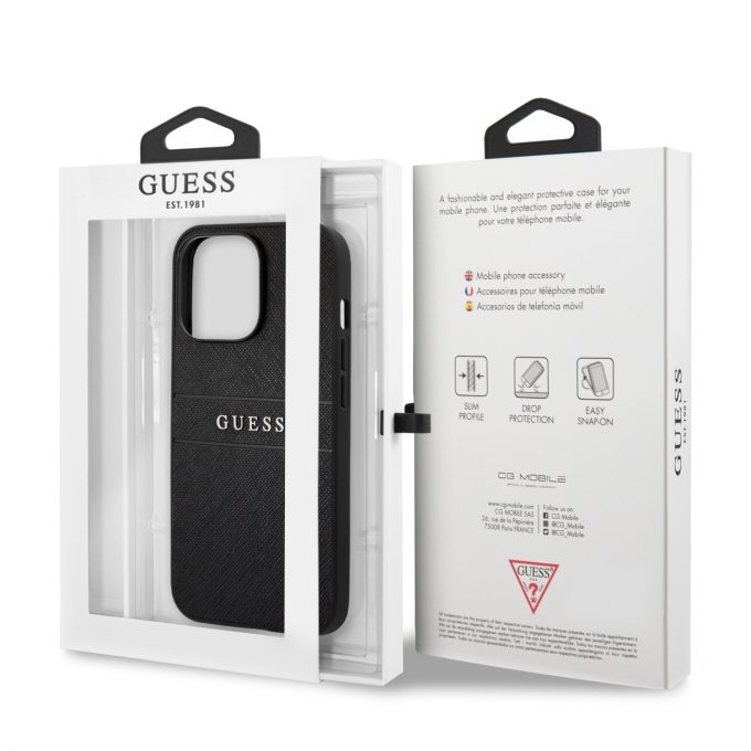 iPhone 13 PRO juoda GUESS nugarėlė GUHCP13LPSASBBK