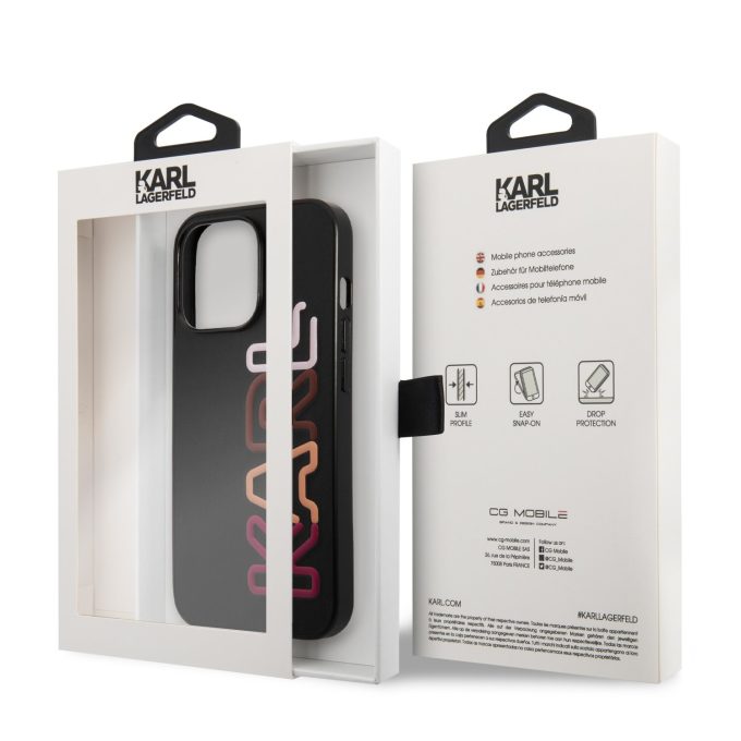 iPhone 13 PRO juoda+multi. KARL LAGERFELD nugarėlė KLHCP13LPCOBK