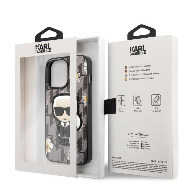 iPhone 13 PRO pilka KARL LAGERFELD nugarėlė KLHCP13LPMNFIK1