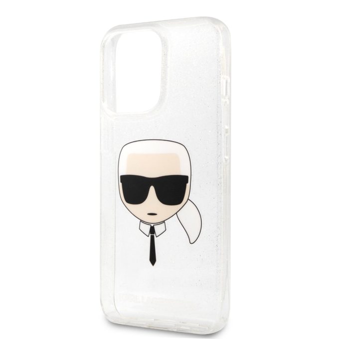 iPhone 13 PRO sidabro spalvos glitter KARL LAGERFELD nugarėlė KLHCP13LKHTUGLS