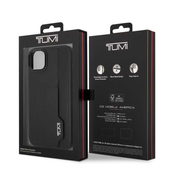 iPhone 14 black TUMI Leather W/ Vertical Card Slot nugarėlė