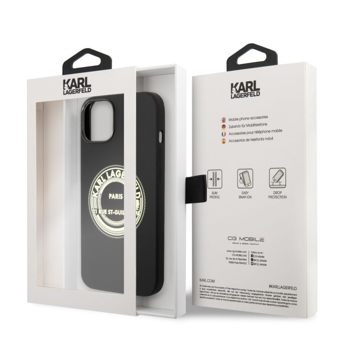 iPhone 14/13 juoda KARL LAGERFELD nugarėlė KLHCP14SSRSGRCK