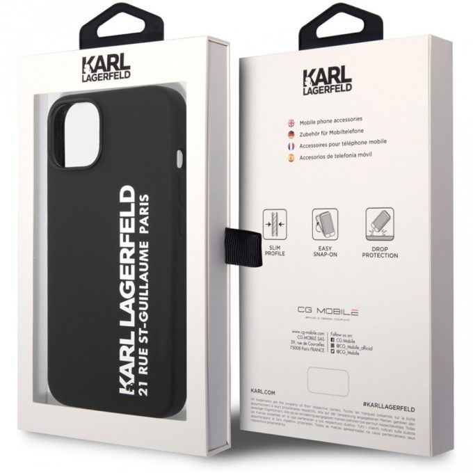 iPhone 14/13 juoda KARL LAGERFELD nugarėlė KLHCP14SSRSGVTK