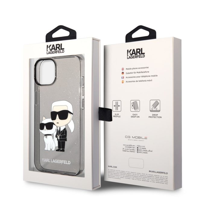 iPhone 14 PLUS black NFT IML Glitter KARL LAGERFELD nugarėlė