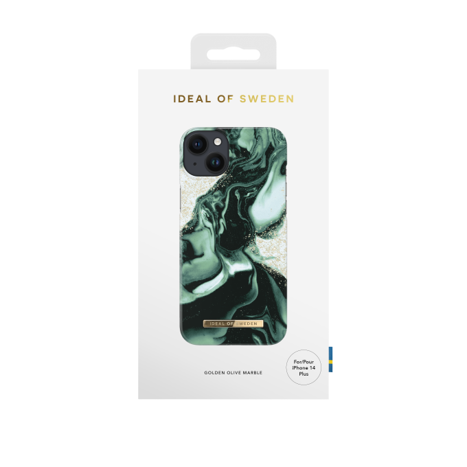 iPhone 14 PLUS iDeal Of Sweden nugarėlė Golden Olive Marble