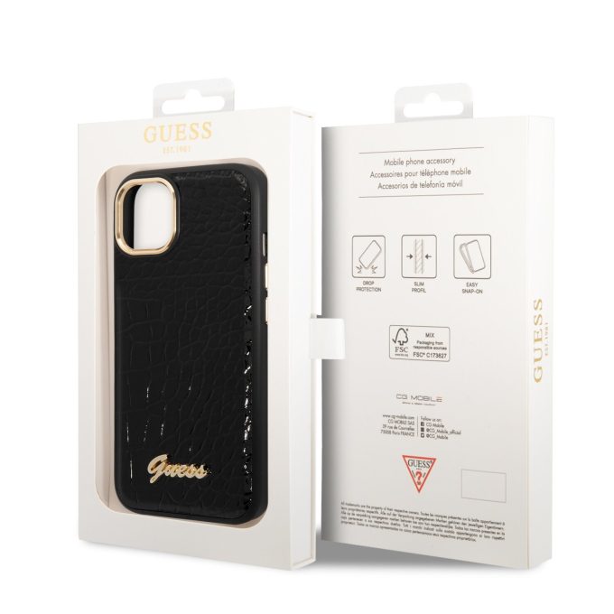iPhone 14 PLUS juoda GUESS nugarėlė GUHCP14MHGCRHK